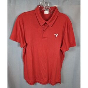 Tesla Short Sleeve Polo Shirt Red Mens Medium